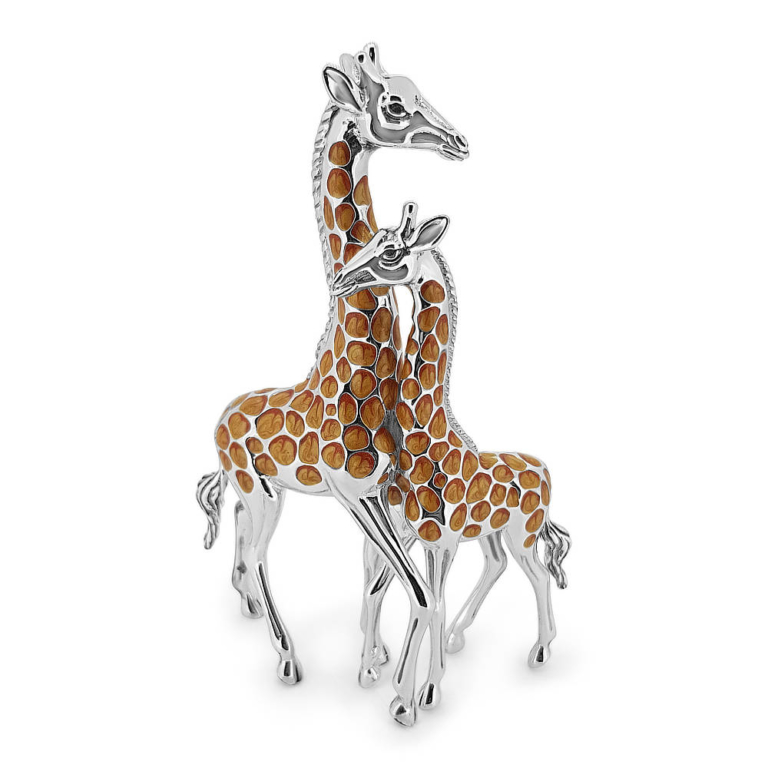 Saturno Sterling Silver Enamel Giraffes