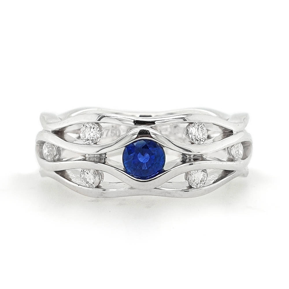 Ceylon Sapphire and Diamond Wave Ring