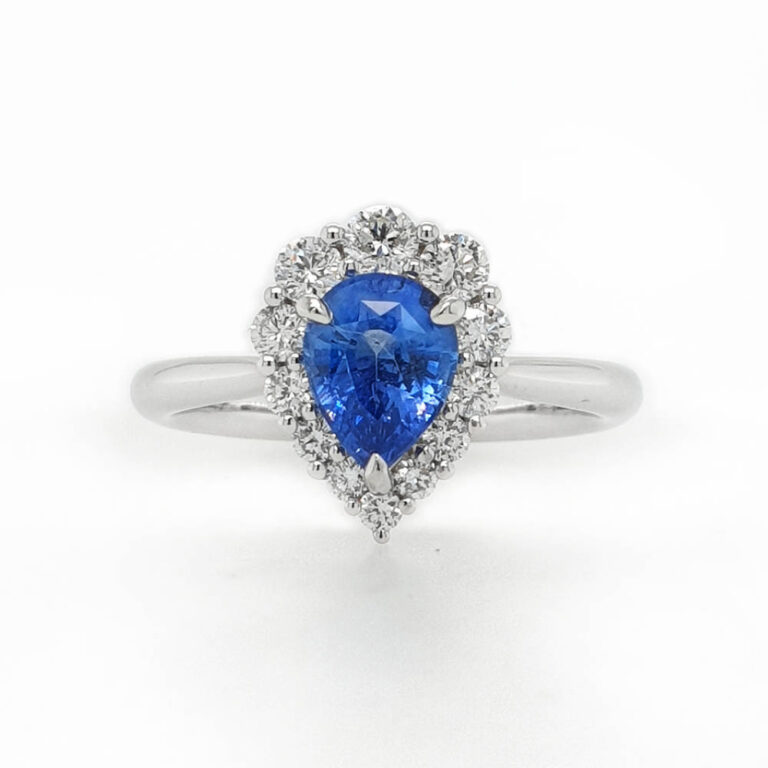 Sapphire and Diamond Halo Ring