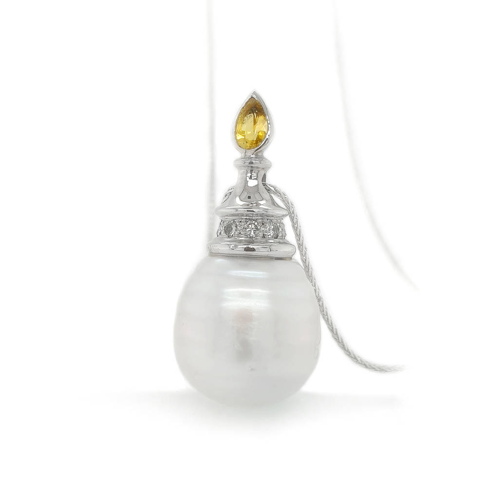 Pearl and Yellow Sapphire Pendant