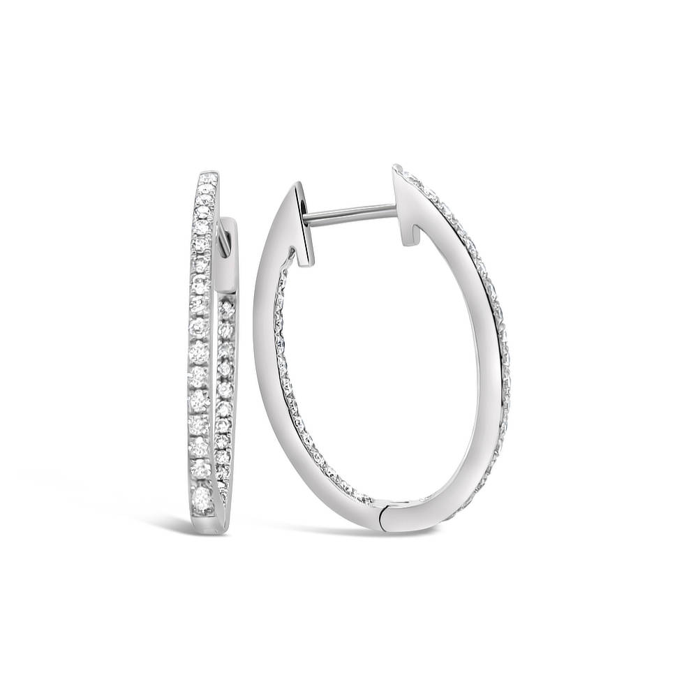 Diamond Set Oval Hoop Earrings