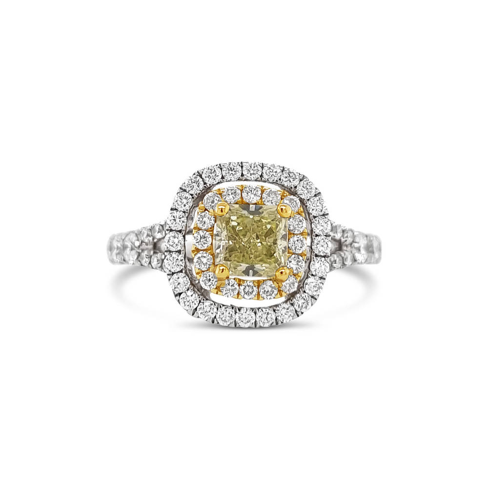 Fancy Yellow Diamond Double Halo Ring