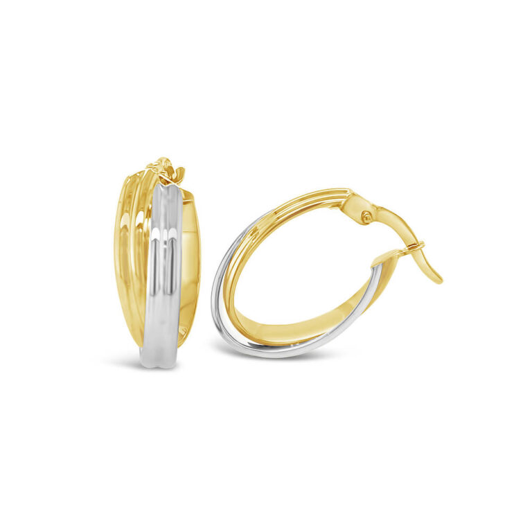 Gold 2-tone Oval Hoop Earrings