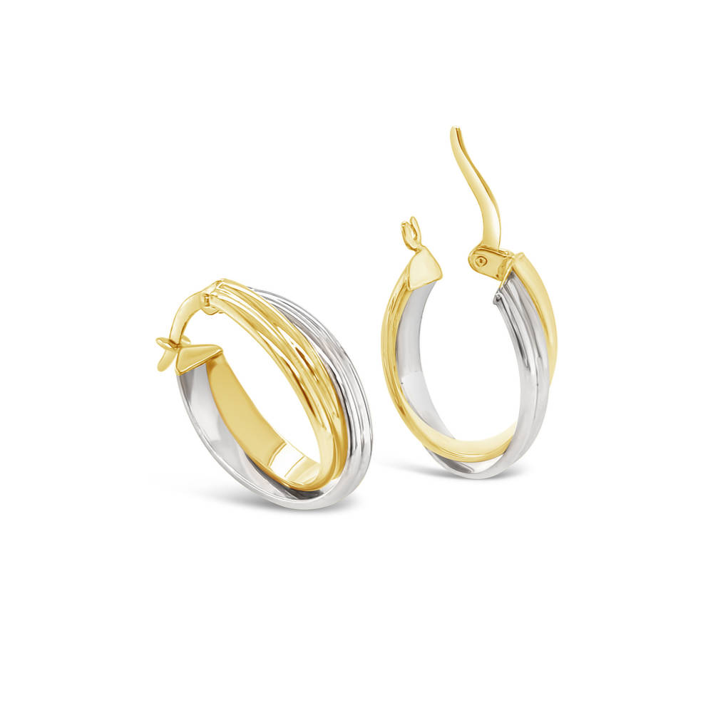 Gold 2-tone Oval Hoop Earrings