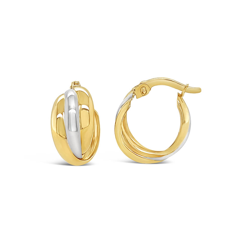 Small Gold 2-Tone Crossover Hoop Earrings