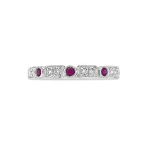 Mill-grained Ruby and Diamond Band
