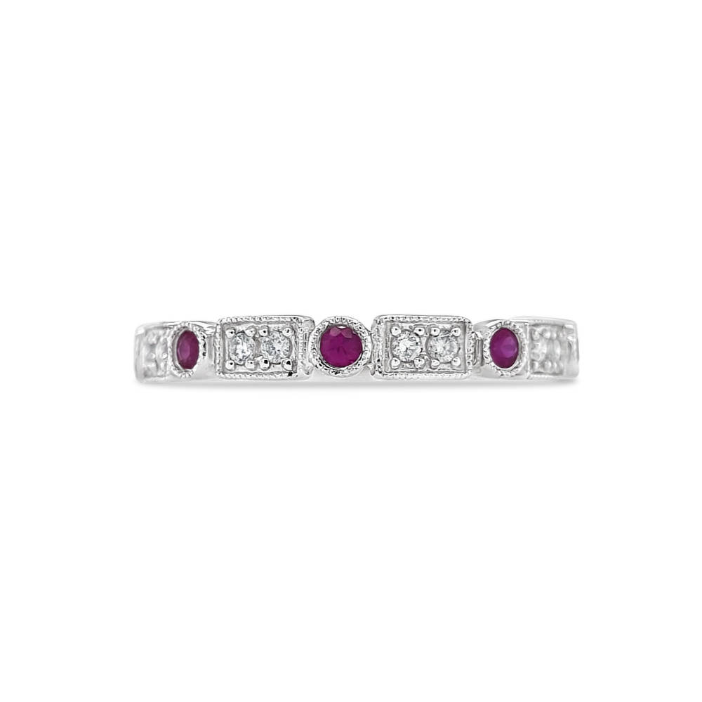 Mill-grained Ruby and Diamond Band