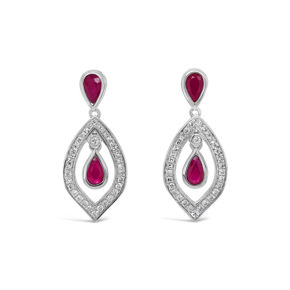 Ruby and Diamond Art Deco Earrings