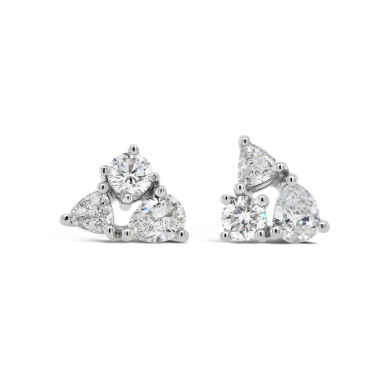 Triple Diamond Stud Earrings