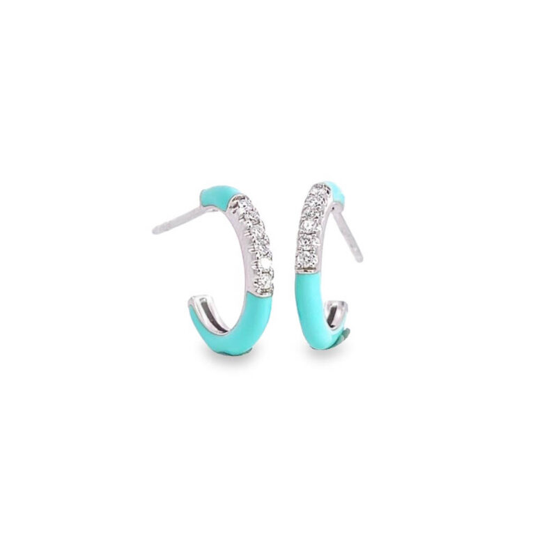 Turquoise Enamel Hoops