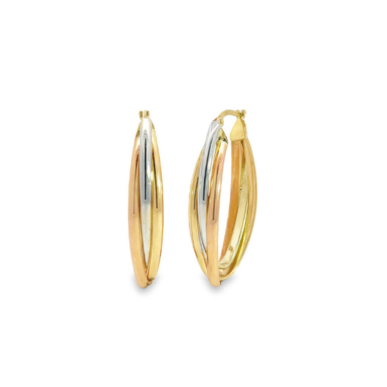 9ct 3-Tone Hoop Earrings