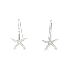 Silver White Starfish Drop Earrings