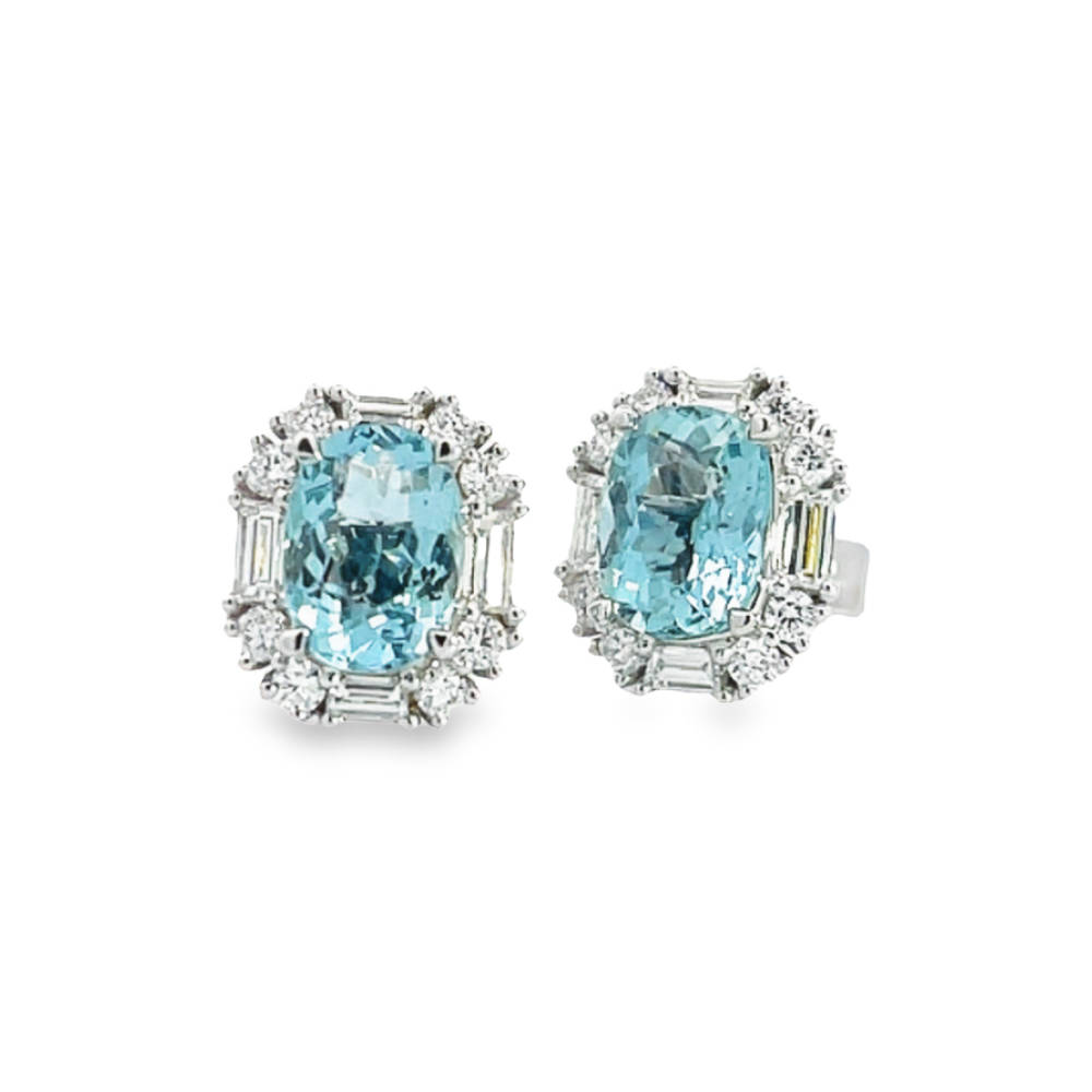 18ct Aquamarine and Diamond Earrings