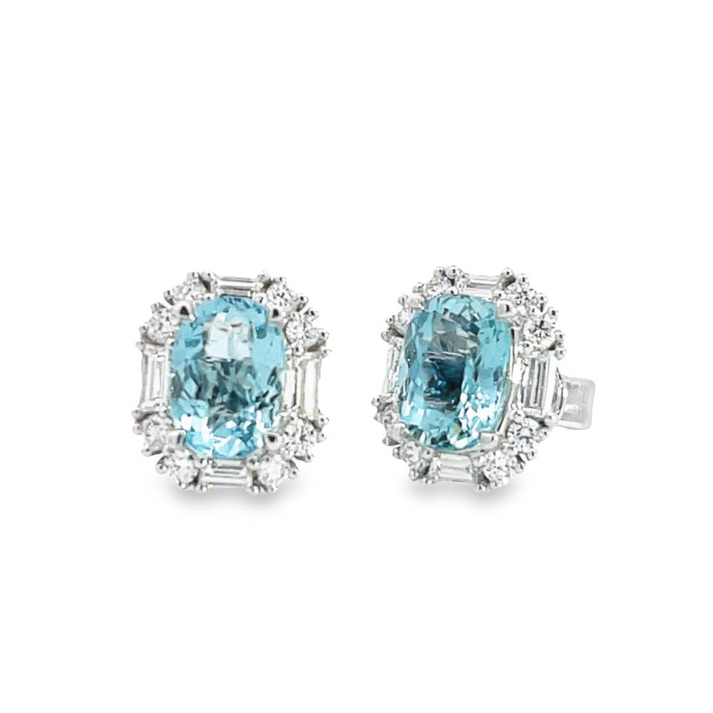 18ct Aquamarine and Diamond Earrings