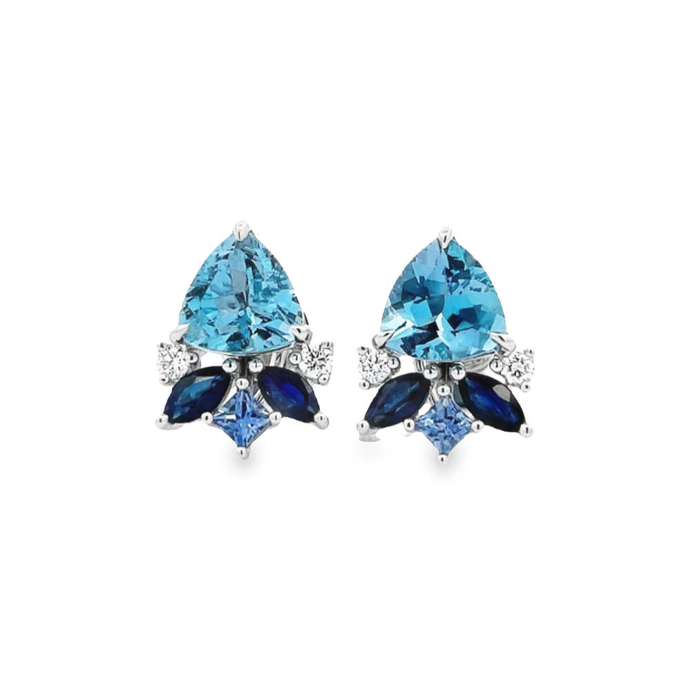 Aquamarine Sapphire & Diamond Earrings