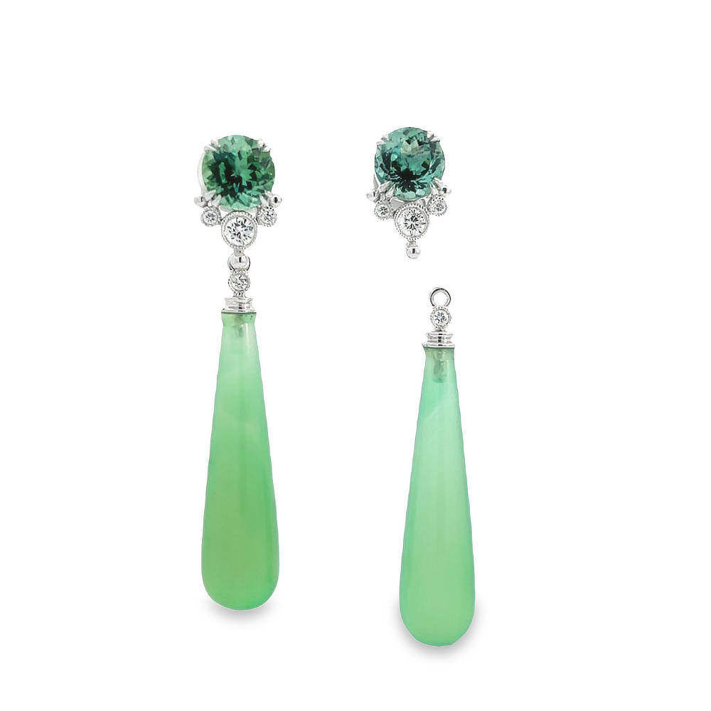 Green Onyx and Diamond Drops