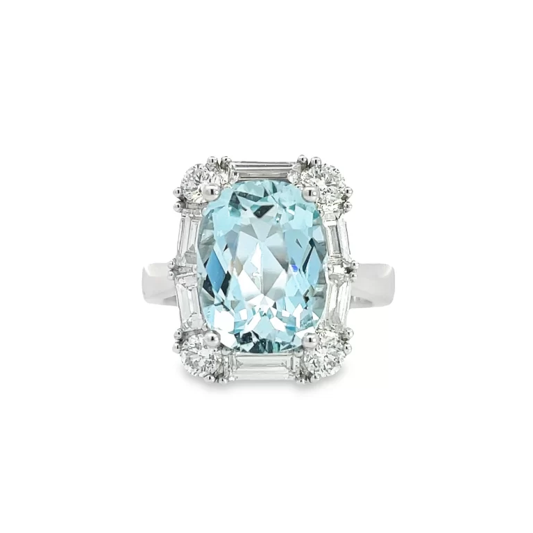 Aqua and Diamond Bespoke Ring