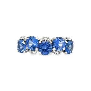 Offset Sapphire and Diamond Ring