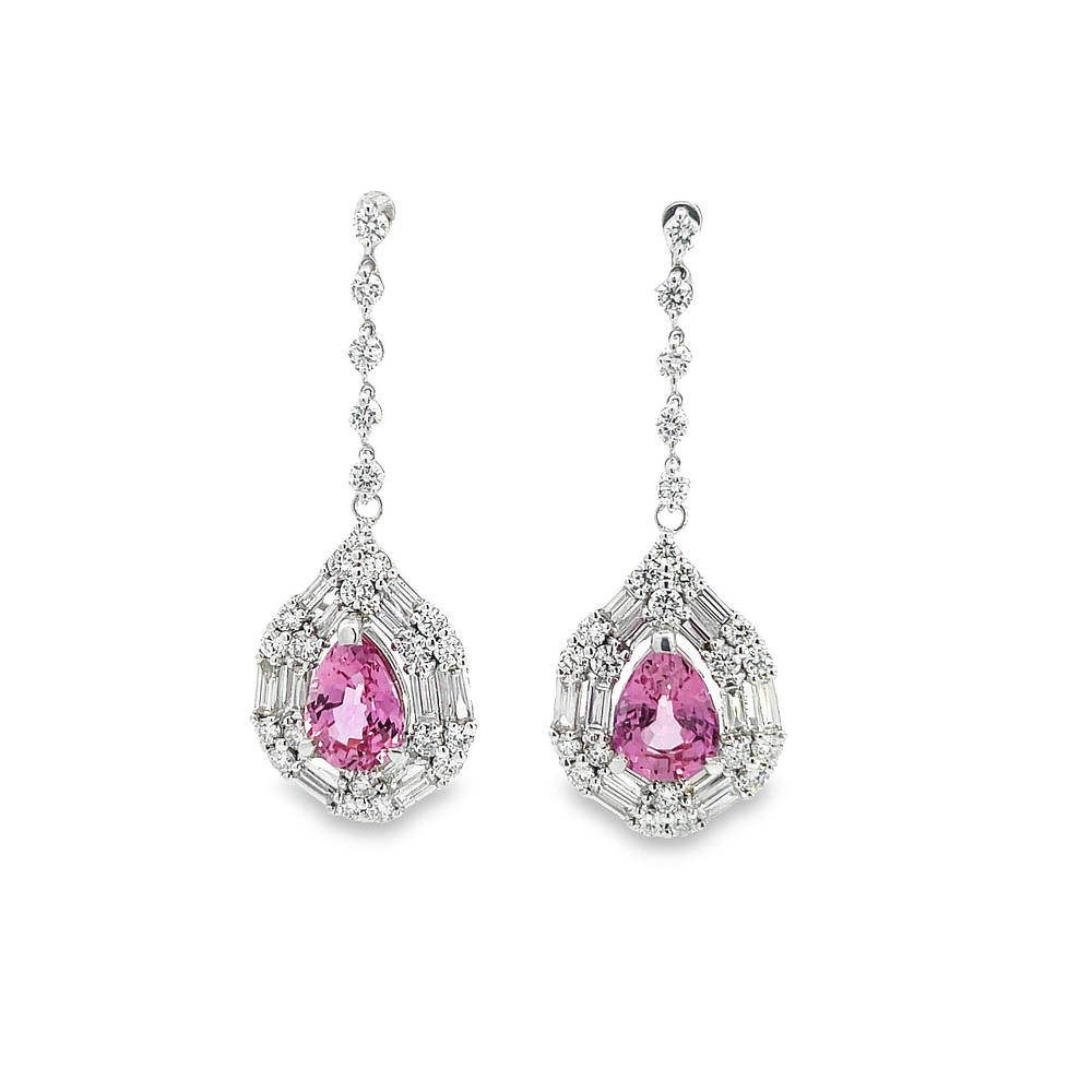 Padparasha Sapphire and Diamond Drops - Troy O'Brien Fine Jewellery