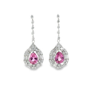 Padparasha Sapphire and Diamond Drops