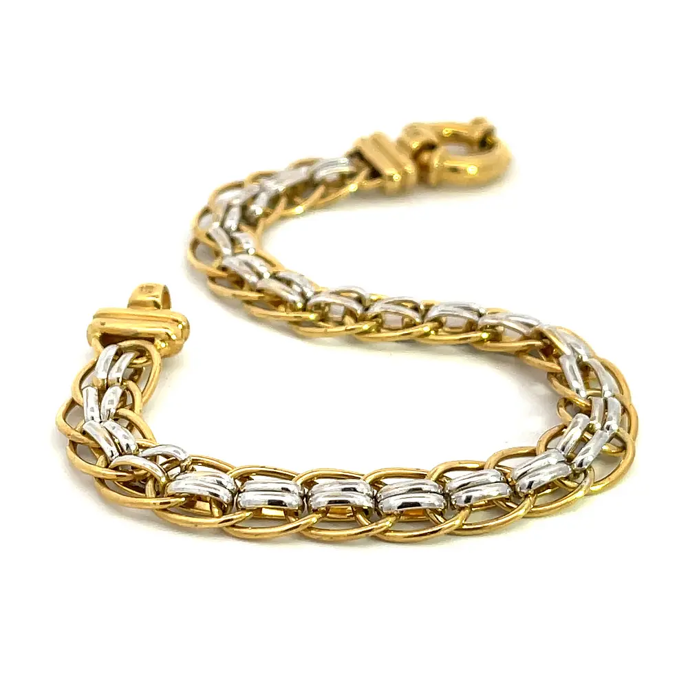 Yellow and White Gold Fancy Link Bracelet