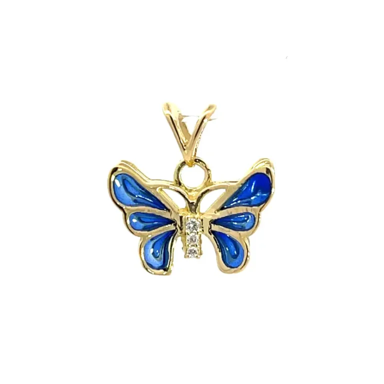 18ct and Blue Enamel Butterfly Pendant