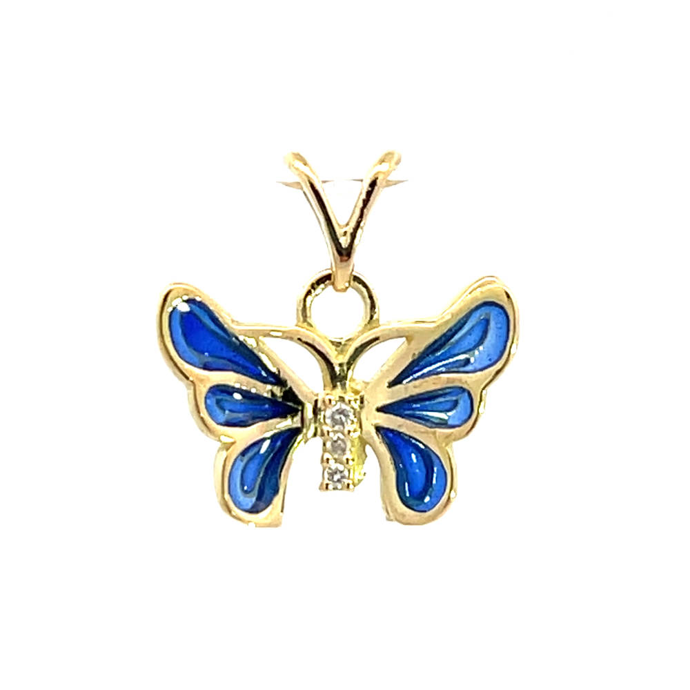 18ct and Blue Enamel Butterfly Pendant - Troy O'Brien Fine Jewellery