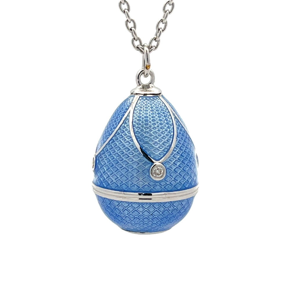 Powder Blue Enamel Egg with Scallop Detail - Troy O'Brien Fine Jewellery