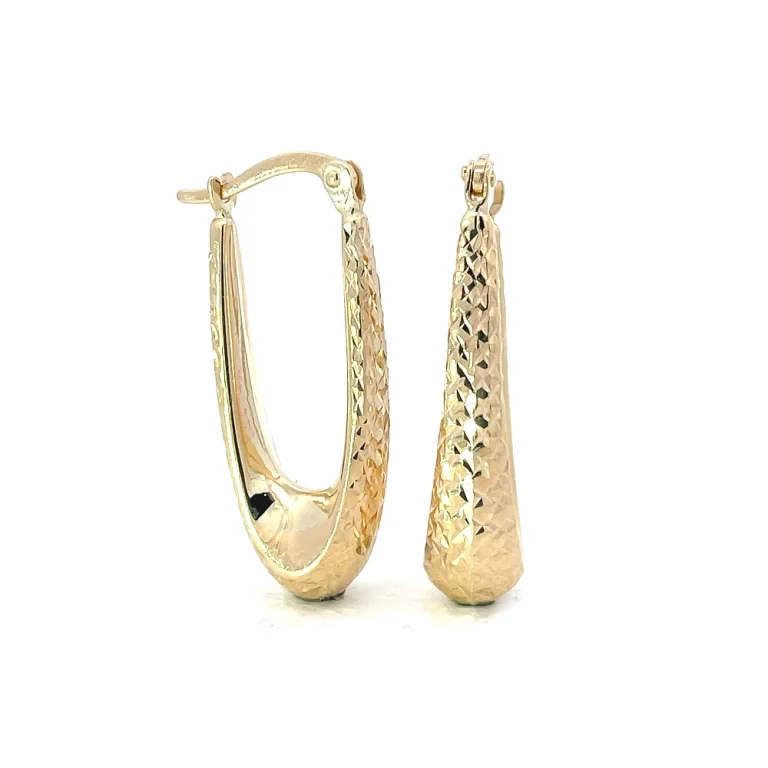 Elongated Diamond Cut Hoops