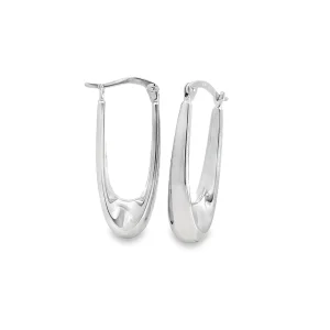 Elongated White Gold Hoops