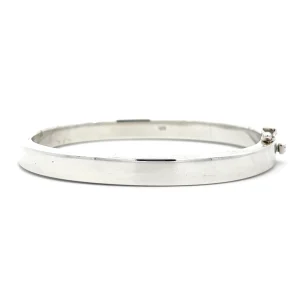 Solid Sterling Silver Flat Hinged Bangle