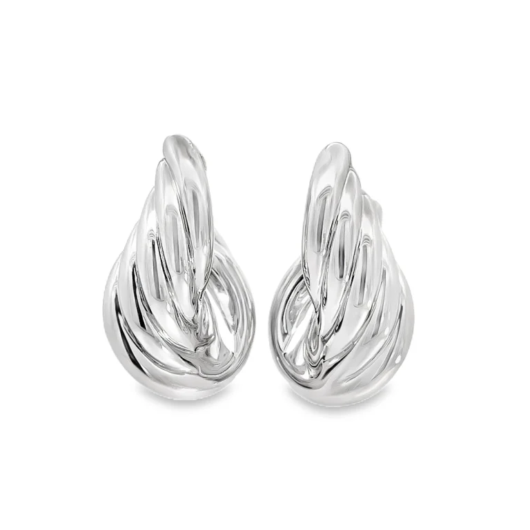 Bruening Large Twist Silver Earrings