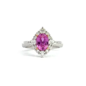 Pink Sapphire and Diamond Ring