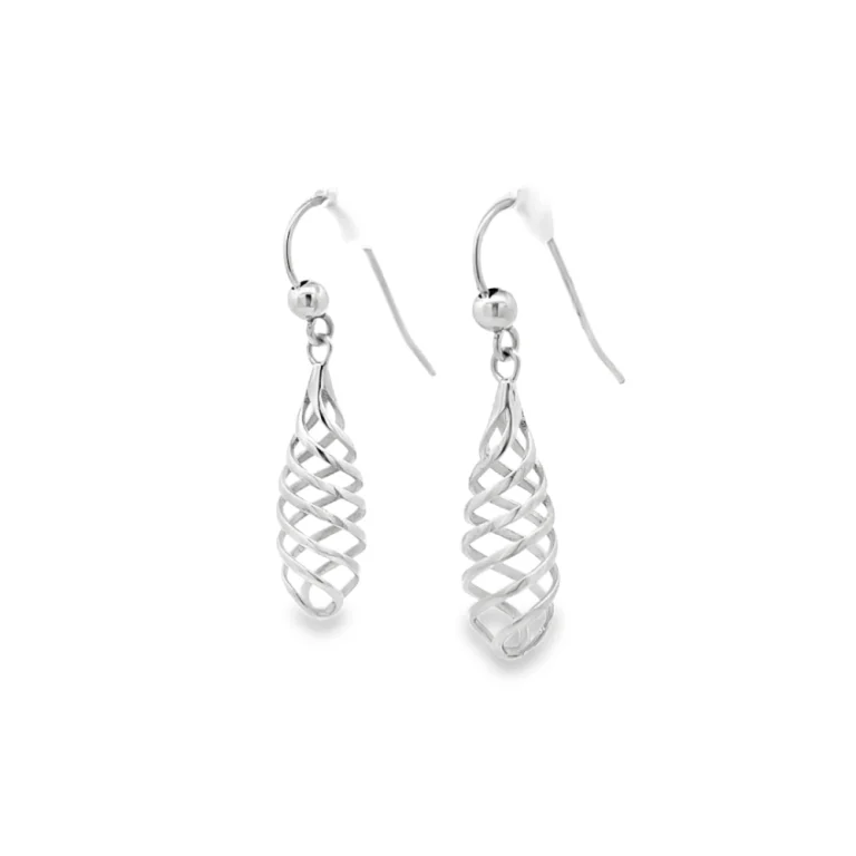 9ct White Gold Spiral Earrings