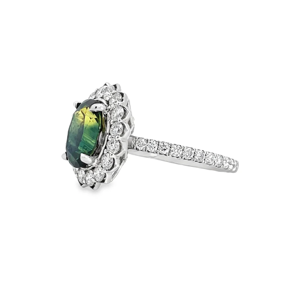 Australian Green Sapphire and Diamond Ring