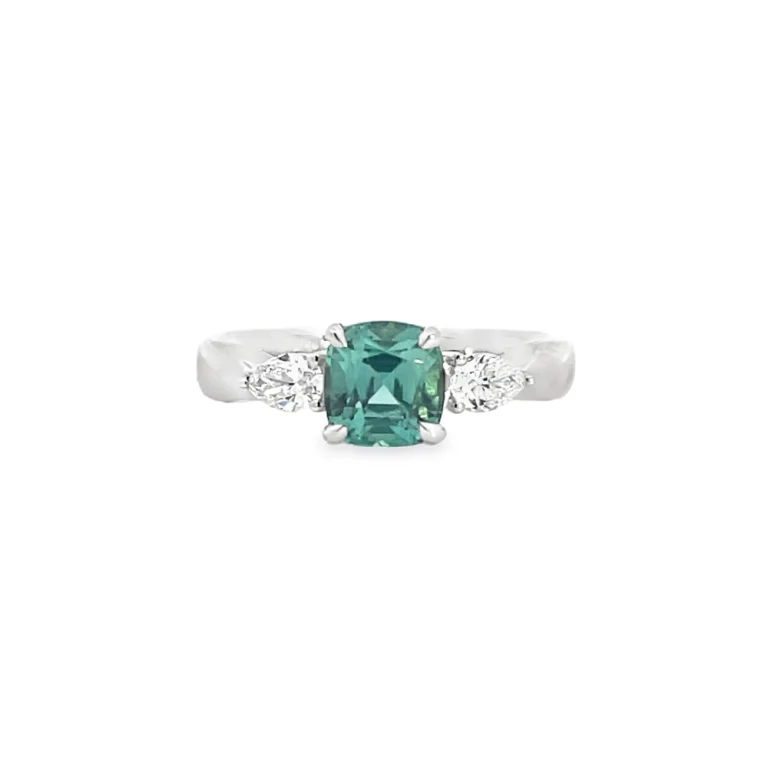 Mint Tourmaline and Diamond Ring