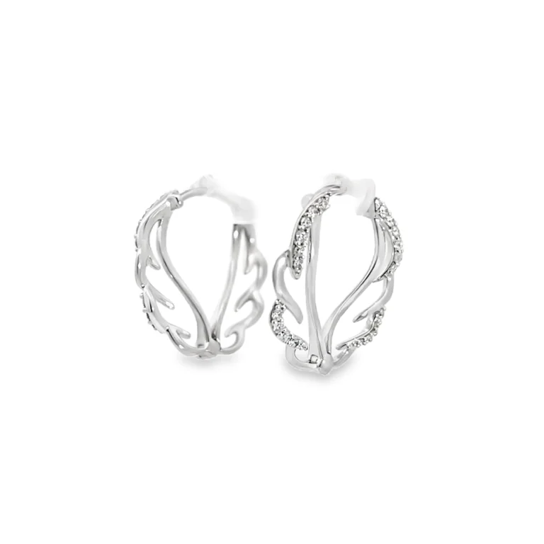 Diamond Set Angel Wing Earrings