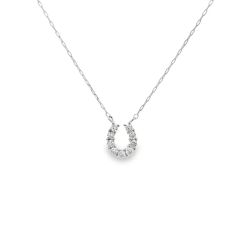 Tiny Diamond Horseshoe Pendant