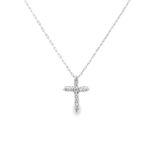 Tiny White Gold Diamond Cross