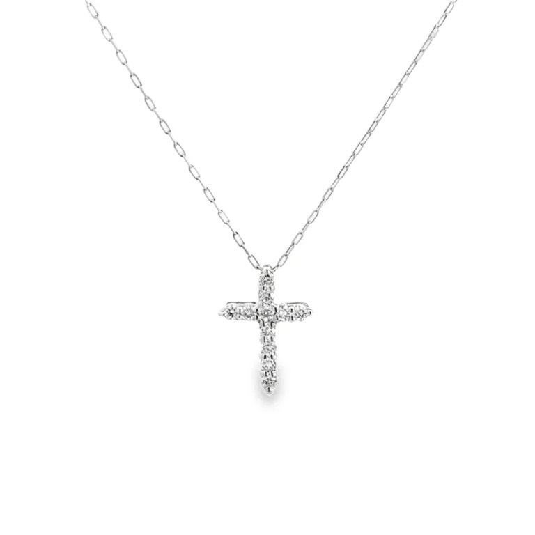 Tiny White Gold Diamond Cross