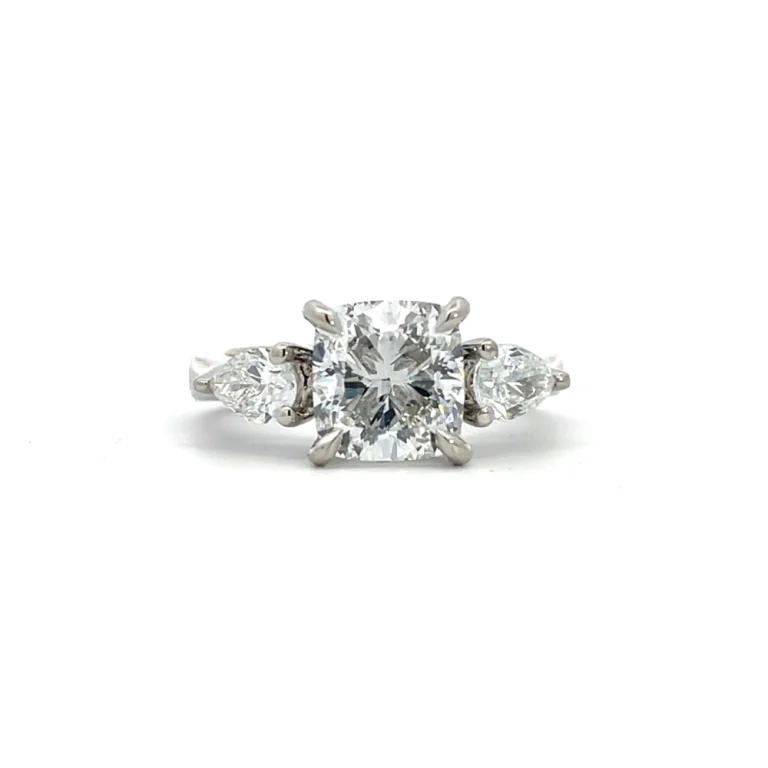 Cushion Cut Diamond Trilogy Ring