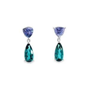 Tanzanite and Tourmaline Drop Earrings