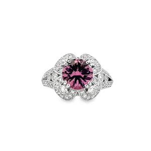 Pink Malaya Garnet and Diamond Ring