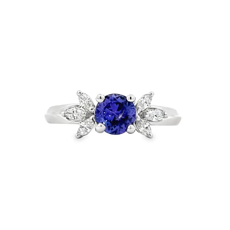 Tanzanite and Marquise Diamond Ring