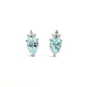 Aquamarine and Diamond set Stud Earrings