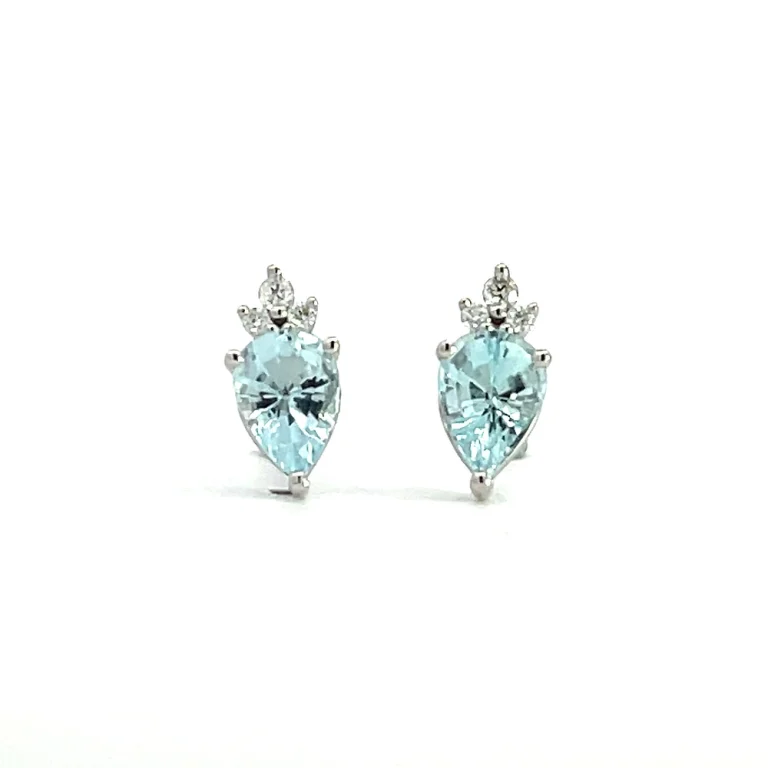 Aquamarine and Diamond set Stud Earrings