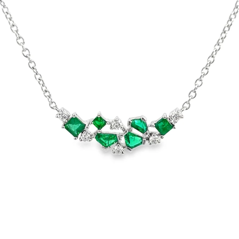 Emerald and Diamond Scatter Necklace