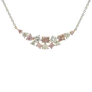 Pink and White Diamond Scatter Necklace