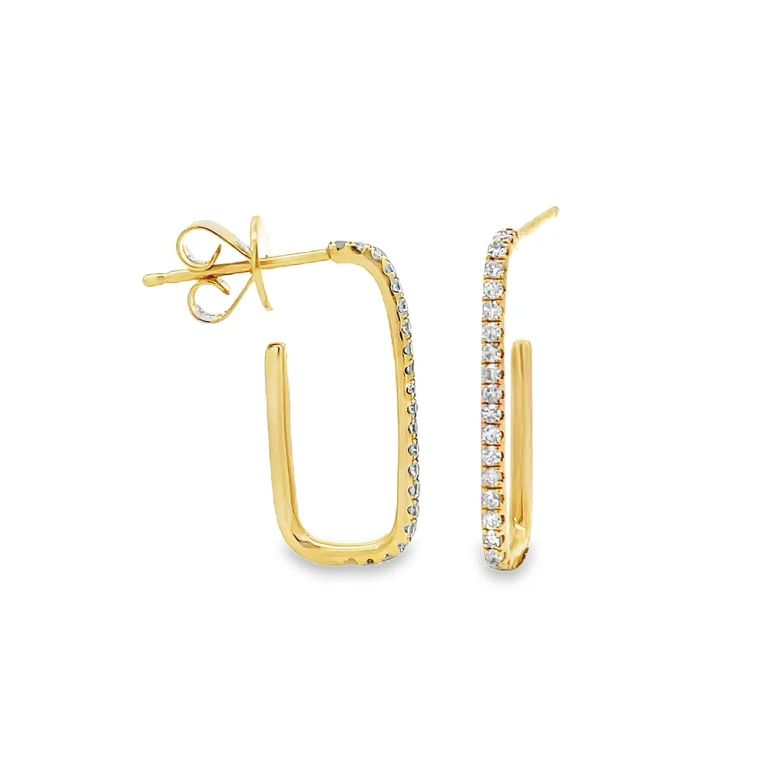 Yellow Gold Diamond Set Paperclip Earrings