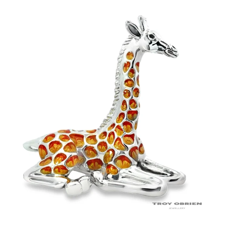 Saturno Sterling Silver Enamel Giraffe